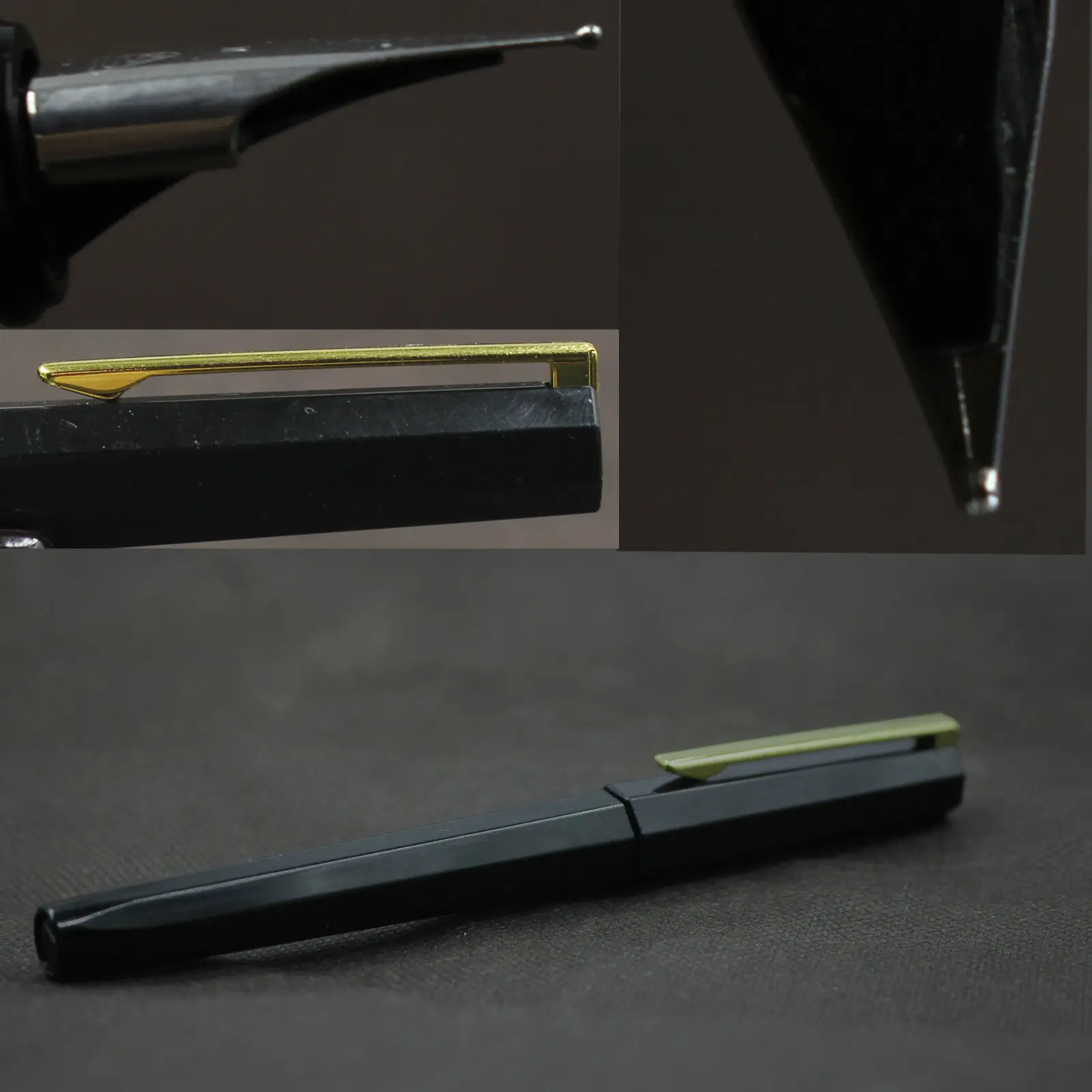 

Old Stock Octagon Black Ink Window Fountain Pen With Bobby Custom Wet Medium Nib