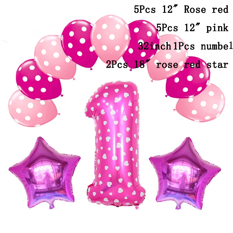13 шт./лот Baby Shower 1st Party 32 дюйма розовый и голубой номер воздушные шары из фольги