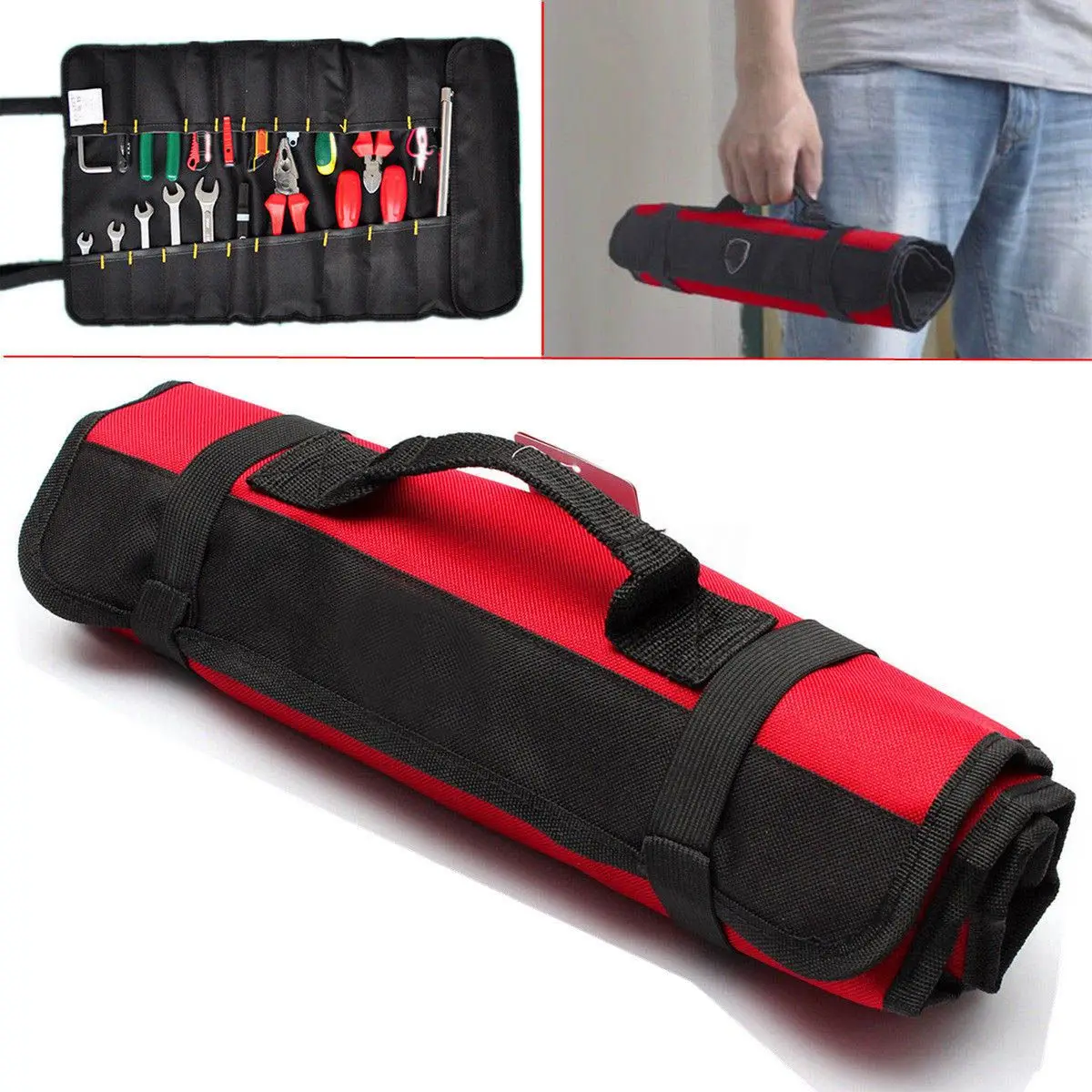 

Hardware Tools Roll Plier Screwdriver Spanner Carry Bag 22 Pockets