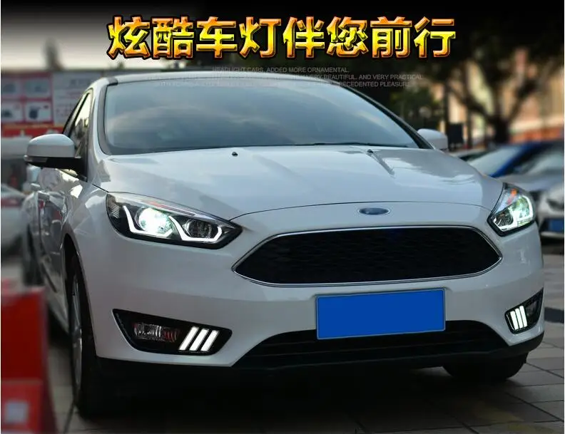 Hireno фары для- Ford Focus фар автомобиля сборки светодиодный DRL ангел объектив двойной луч ксеноновые 2 шт