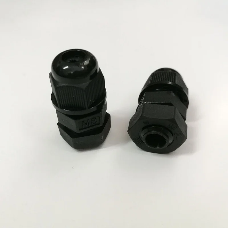 

M8 Nylon Cable Gland fixed cable Connector PA66 Black for 2-5mm Power Cord 20pcs