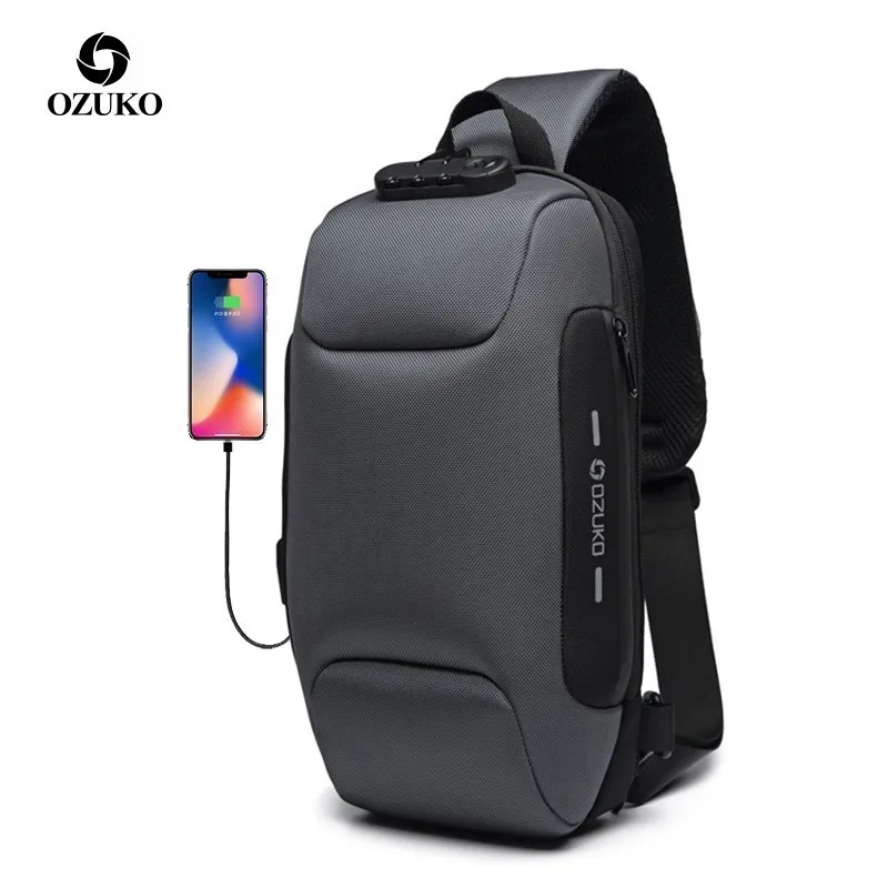 OZUKO 2019 الرجال الصدر أكياس حزمة USB شحن مكافحة سرقة حقائب كتف متنقلة الذكور للماء Crossbody السفر حقيبة ل مراهق OZUKO 2019 الرجال الصدر أكياس حزمة USB شحن مكافحة سرقة حقائب كتف متنقلة الذكور للماء Crossbody السفر حقيبة ل مراهق