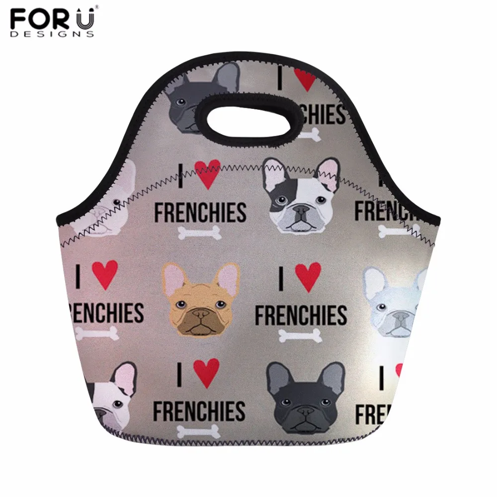 

FORUDESIGNS Lunch Bag for Kids French Bulldog Print Picnic Bag Food Storage Sacola for Travel Thermal Meals Bag Snack Cooler Bag