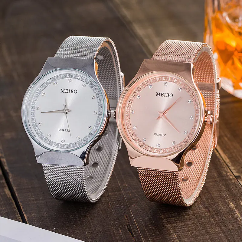 Women Quartz Wrist Watch with Ultra thin Alloy Mesh Strap Elegant