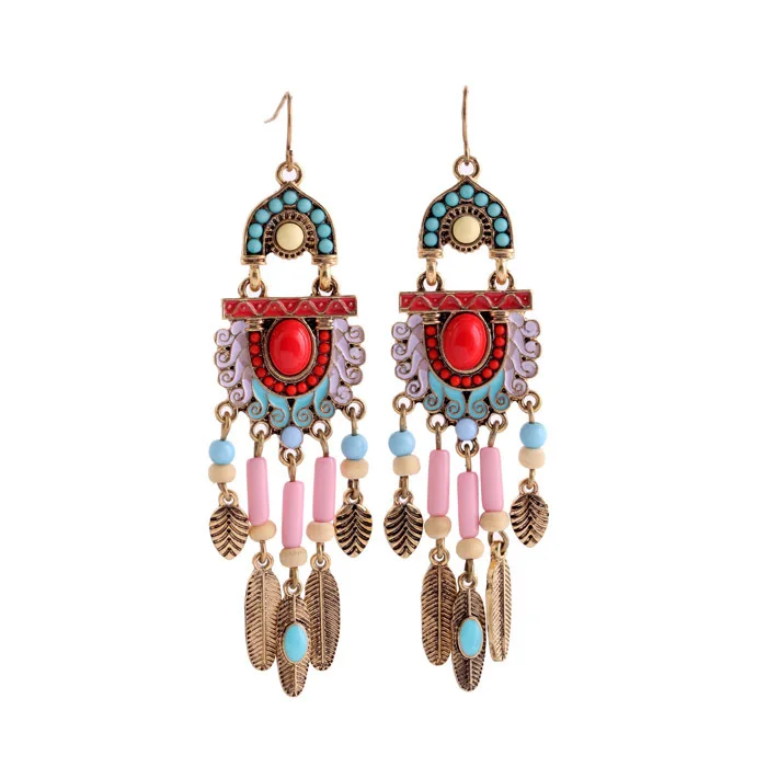 Fashion Accessories Bohemian Pink Chandelier Earrings Vintage Style Fashion Accessories Bohemian Pink Chandelier Earrings Vintage Style Antique Hook Alloy Leaf Long Dangle N1760 In Drop From Jewelry
