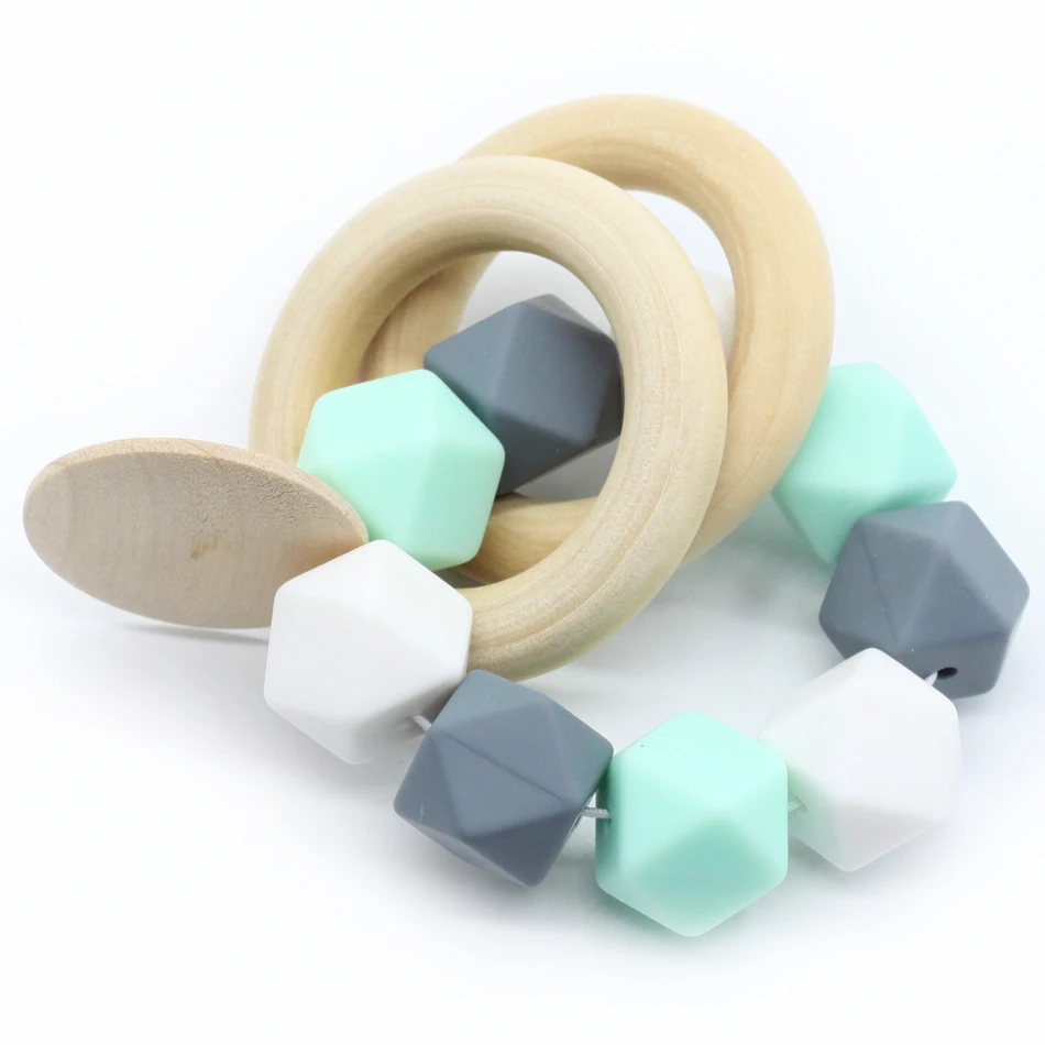 Buy Baby Teether Silicone Bracelet Organic Wood Teether Non toxic Food Grade