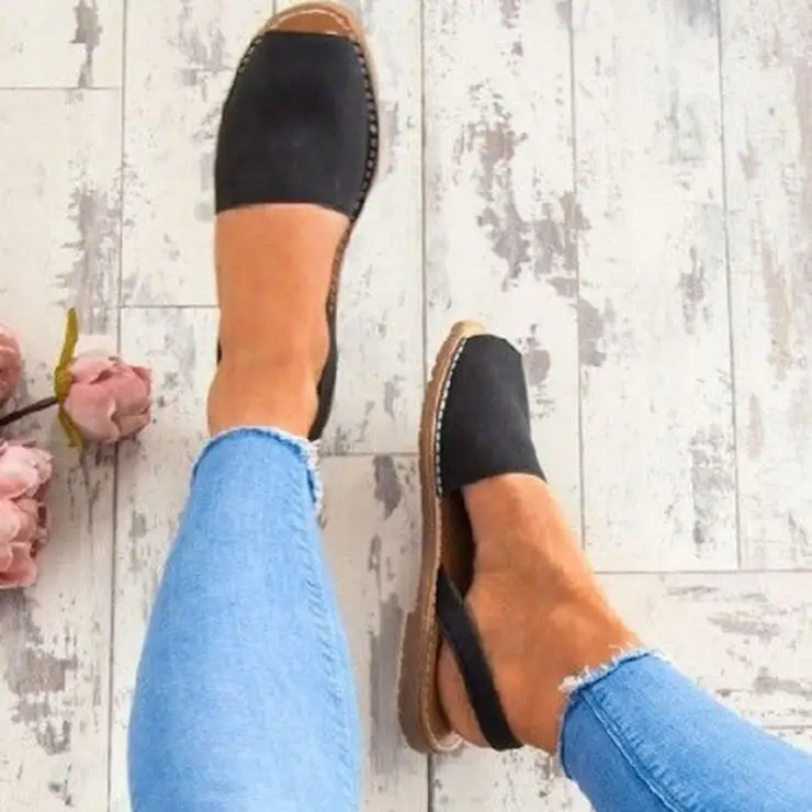 

Women Sandals Plus Size 34-44 Summer Shoes Woman Peep Toe Flat Sandals Back Strap 2018 Summer Sandals Low Heels zapatos mujer