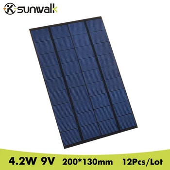 

SUNWALK 12pcs 9V 460mA Solar Panel Polysilicon 4.2W Solar Panel Cell DIY Solar Module for Education and Test 200*130mm