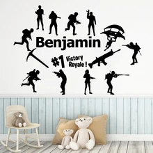 Дизайн битва Royale наклейки для игровых залов пользовательское имя стикер стены для детской Геймерской комнаты виниловые наклейки на стену спальни стикер s muraux