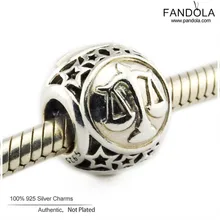 Либра звезда знак талисманы стерлингового серебра 925 оригинальные бусины DIY ювелирных изделий для женщин подходит змея цепи браслеты