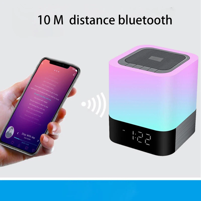 PANYUE 10 шт. Smart Touch беспроводной Bluetooth динамик музыкальные часы светодиодный прикроватный светильник с регулируемой яркостью красочный ночной Светильник