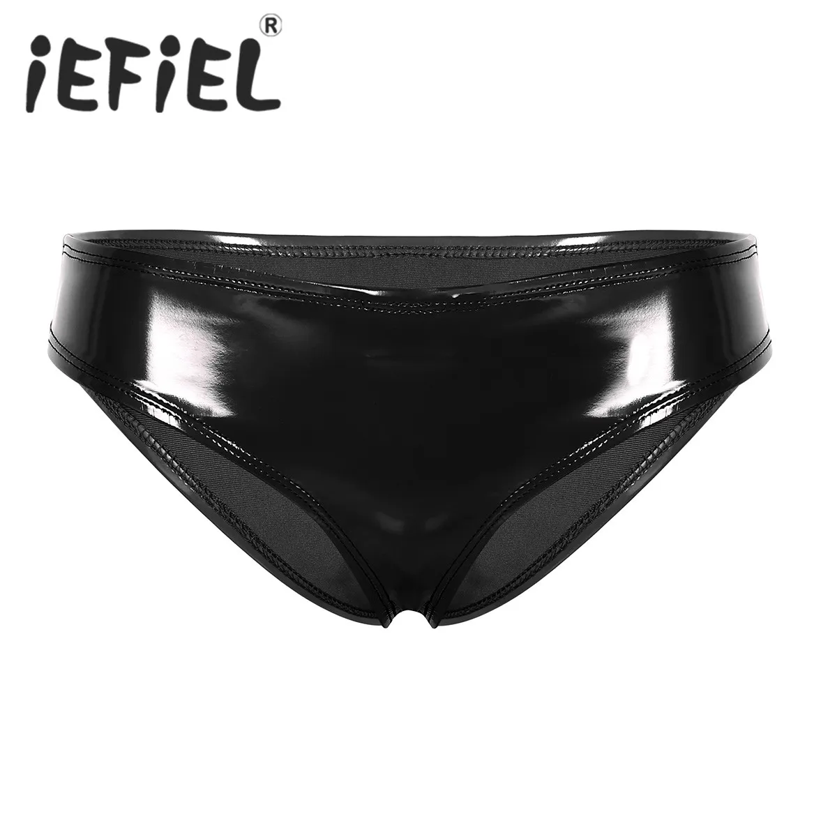 

Fashion Female Girls Womens Lingerie Wet Look Patent Leather Low Rise High Cut Mini Bikini Briefs Thong Underwear Underpants