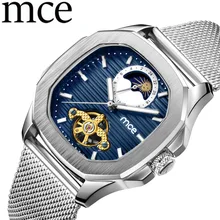 MCE Men Mechanical Watch Mens Watches Relogio Masculino Automatic Man Watches Leather Watch Tourbillon Wristwatch Male Clock