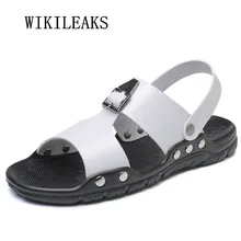 Большие размеры; Летняя мужская обувь, сандали; кожаные тапочки; мужские пляжные сандалии на открытом воздухе мужские шлепанцы Zapatillas hombre; мужская обувь