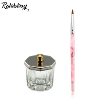 Rolabling маникюрный набор для ногтей 1 шт. колонковая, для акриловых ногтей кисть+ 1 ПК прозрачный крышкой модный дизайн ногтей маникюрный набор для ногтей инструменты для дизайна ногтей