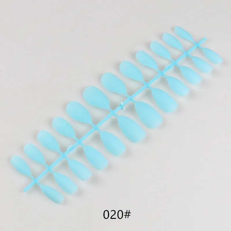 Blue Matte Artificial Nails Full Cover Fake Nails 24Pcs Candy Nail For Extension Manicure Art Acrylic Stiletto Nail Tip Beauty - Цвет: 020