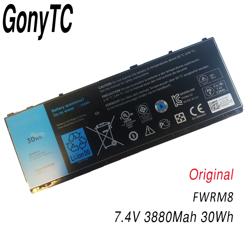 Оригинальный аккумулятор GONYTC FWRM8 YCFRN для ноутбука Dell Latitude 10 ST2e KY1TV C1H8N PPNPH 1VH6G 1XP35 312