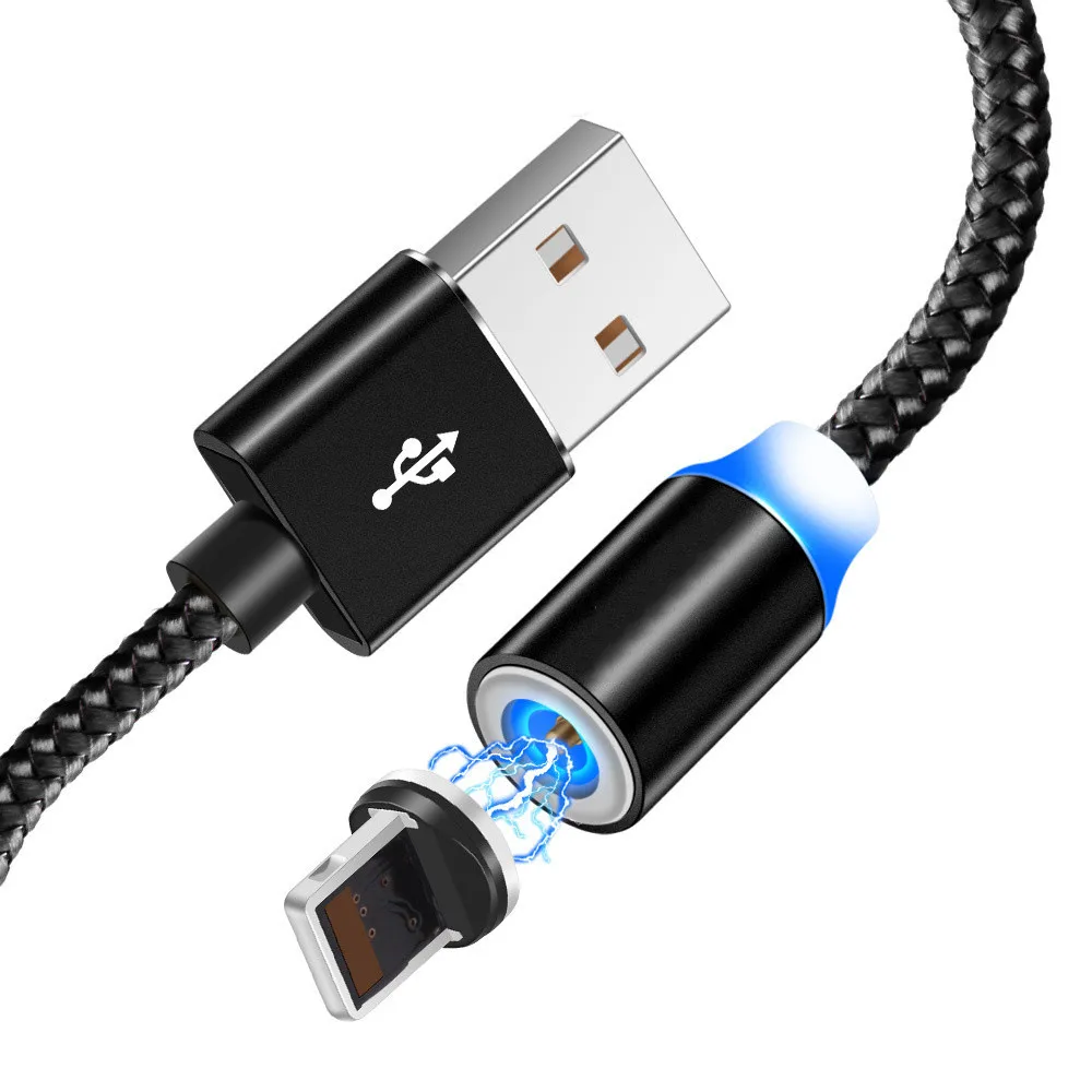 Светодиодный кабель с магнитной оплеткой типа C Micro USB Магнитные usb кабели для зарядки Apple iPhone XR XS Max X 7 8 6 samsung S9 S10 шнур