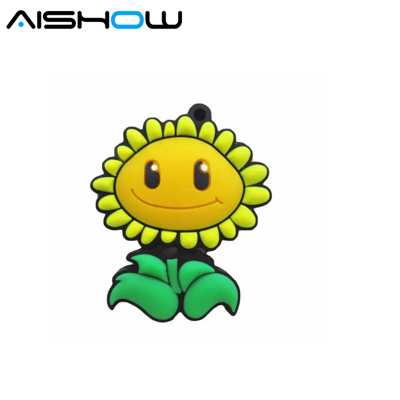 

Real capacity pendrive cartoon flower 8GB 16GB 32GB sunflower USB 2.0 usb flash drive memory Silicone Rubber Cute plant gift