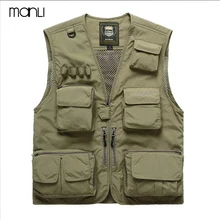 MANLI Men Outdoor Fly Fishing Vest Summer Hiking Hunting Multi-pocket Waterproof Waistcoat Professional Photography Jackets MANLI Men Outdoor Fly Fishing Vest Summer Hiking Hunting Multi-pocket Waterproof Waistcoat Professional Photography Jackets