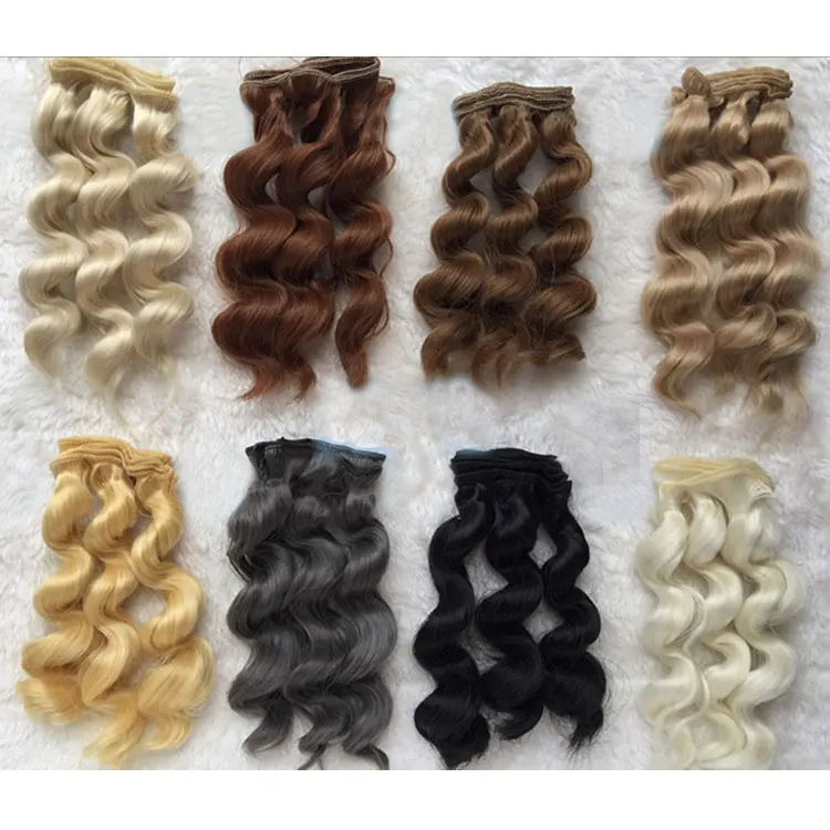 

15 cm high temperature heat resistant doll wigs gold brown hair for 1/3 1/4 1/6 BJD diy curly doll wigs free shipping