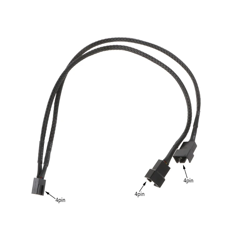 3 Pin Female Y-Splitter Dual Male Power Sleeved Cable Computer Case Fan PICA