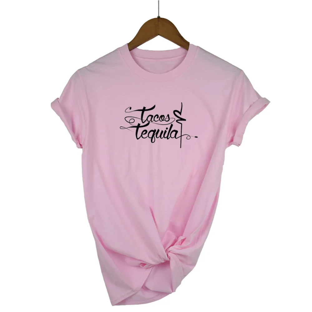 

Tacos and Tequila Print Women tshirt Casual Funny t shirt For Lady Girl Top Tee Hipster Women's clothing