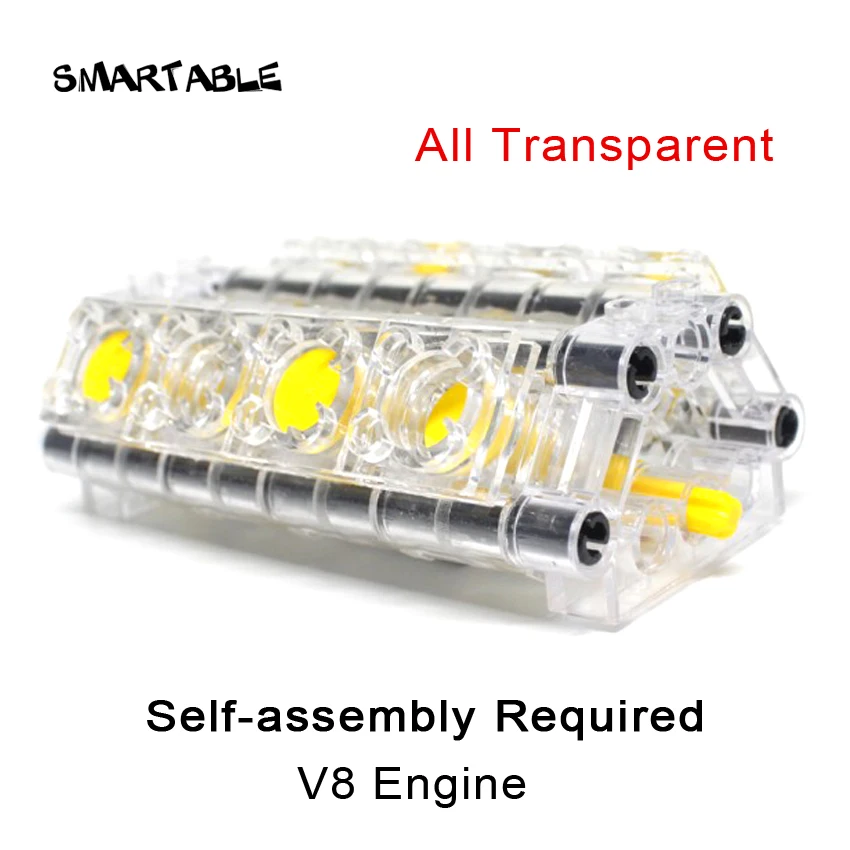 

Smartable Technic V8 Engine Transparent Building Blocks MOC Part STEAM Toys For Kid Educational Compatible V8 Technic