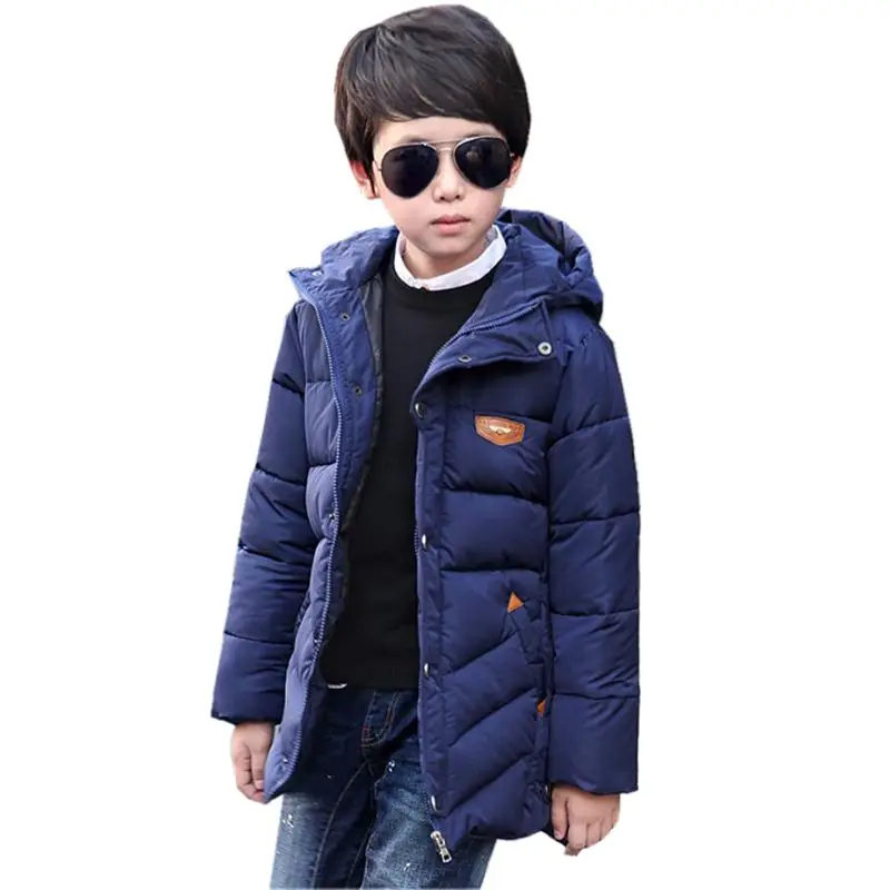 2018 Boys Winter Jacket Child Boy Down Coat Parka Hooded Casual Solid Cotton padded Kids Warm