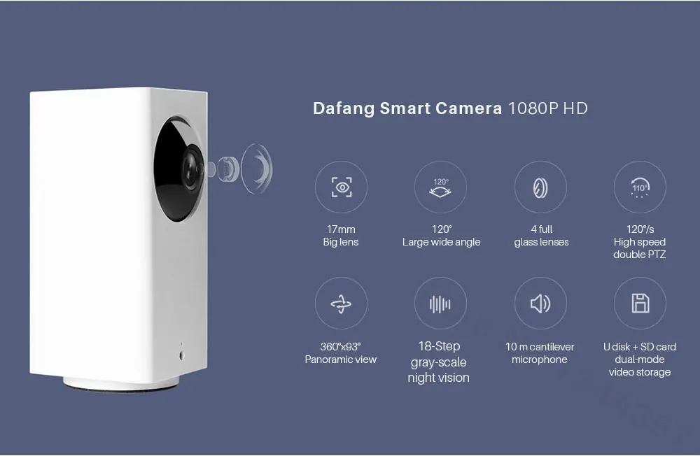 Xiaomi Mijia dafang smart 1080P wifi IP Cameras 120 Degree wide angle IR Night Vision cam wireless app control For Android IOS (13)
