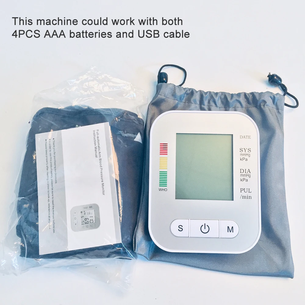 Medical Equipment Tonometer Home Blood Pressure Monitor  Family Digital Blood Pressure Monitor Upper Arm LCD Screen Tonometer