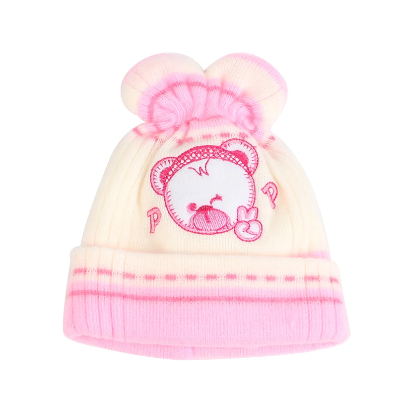 Cute Bear Hats For Newborn Baby Crochet Warm Winter Hat Cotton Soft Knitted Newborn Photography Props 0-3M Baby Girls Clothing  (5)