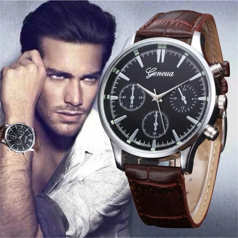 Fashion Men Alloy Analog Leather Quartz Wrist Watch Casual Wristwatch Watch Brand Watch Men Clock Relogio Masculin M03 (6)