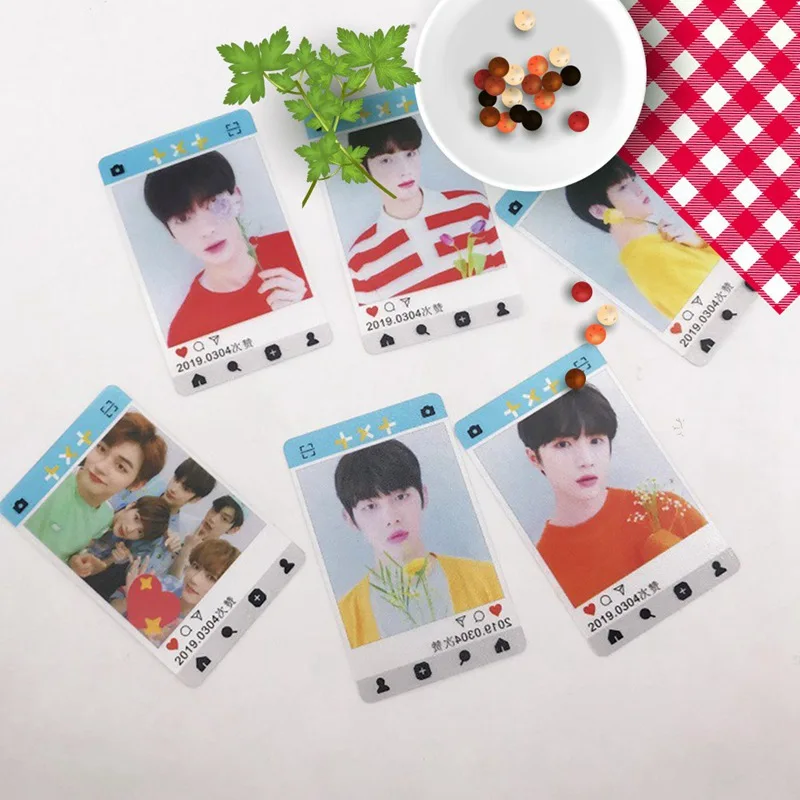 Bighit Для мужчин команда TXT альбом Cat& Dog Фото Прозрачный карты с кристаллами Стикеры 6 шт./компл