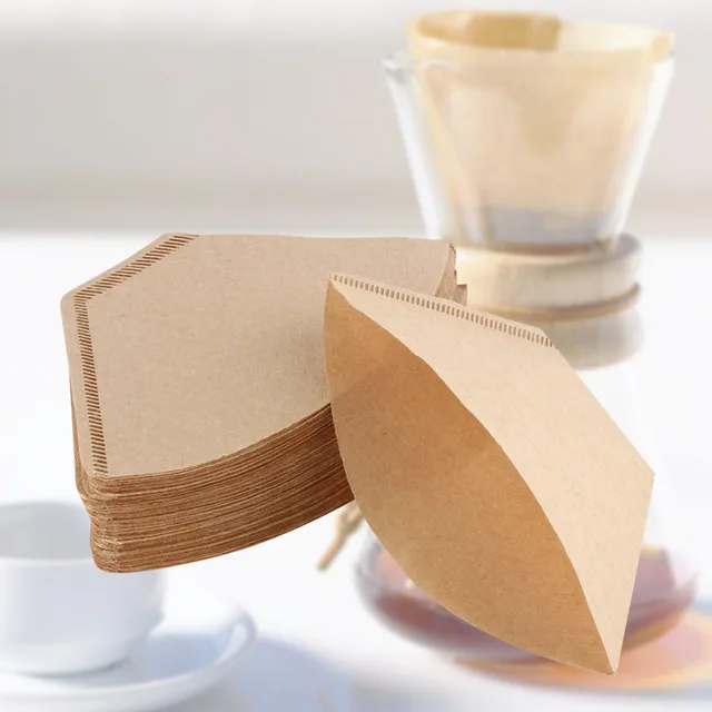 100pcs/lot Unbleached Coffee Filter Papers Wood Original Hand Drip