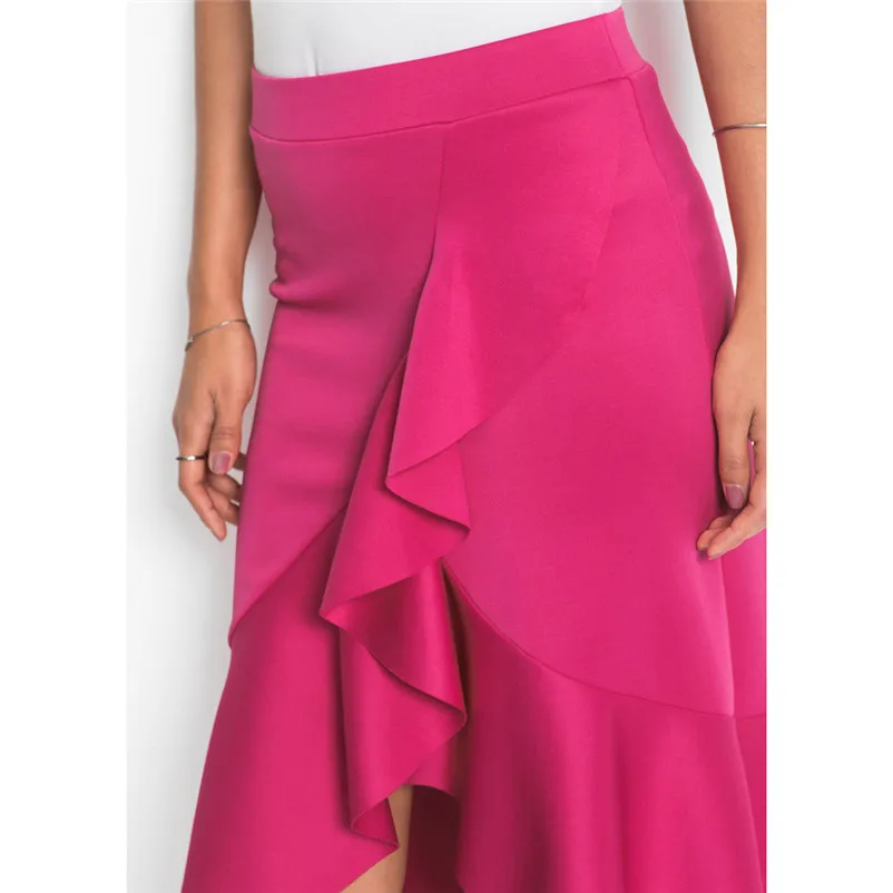 HOT sell Fashion 2018 Summer style skirts womens Irregular Lotus Leaf Skirt Ladies Casual Knee Length skirt Femme Saia Y05#N (2)