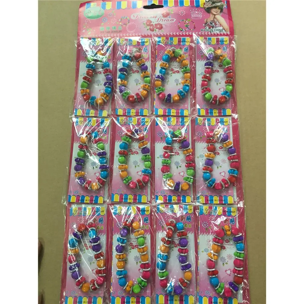 12pcs Ethnic Style Fashion Beads Bracelets Toy Elastic Bangles