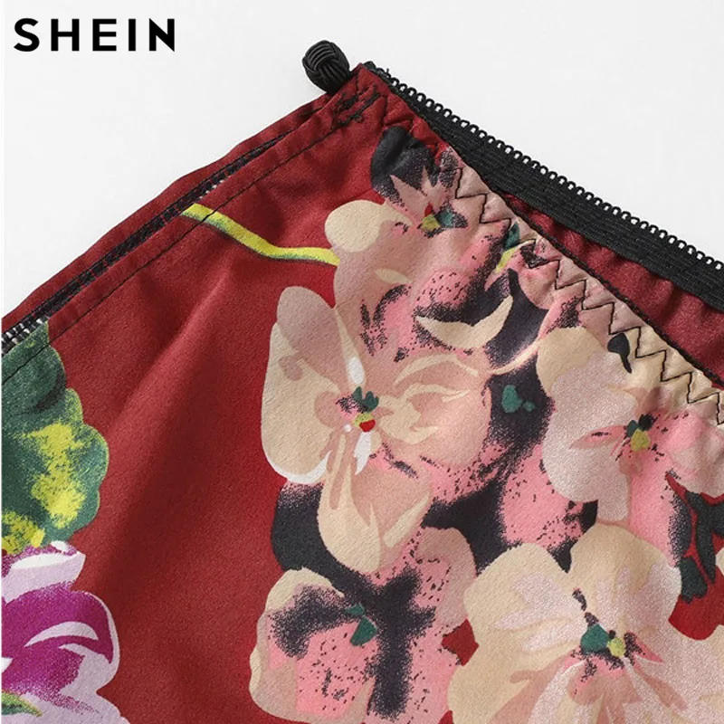 SHEIN, кружевные цветочные шорты с цветочной отделкой, PJ, набор, сексуальный, на бретельках, без рукавов, беспроводные бюстгальтеры и трусы, женский летний комплект нижнего белья