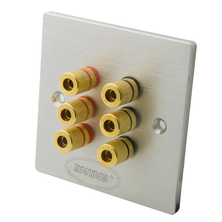 

Aluminum 6 Ports speaker banana sound box wall plate