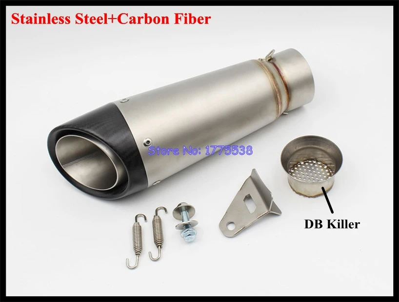 Nuevo modelo ID: 51mm (2 pulgadas)/54mm (2,4 pulgadas)/61mm (2,5 pulgadas)/63mm (2,6 pulgadas)/65mm (2,1 pulgadas) escape de tubo de Escape de silenciador de motocicleta de aleación de titanio