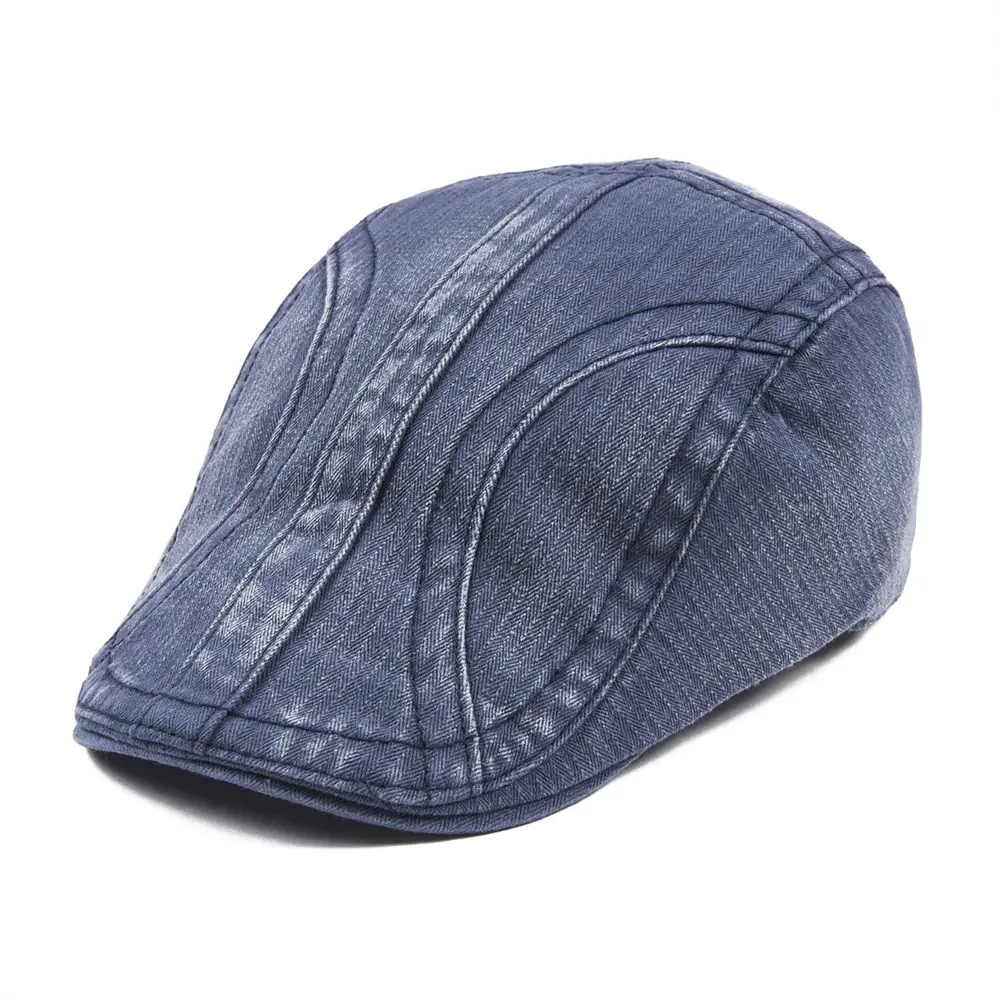 VOBOOM Blue Flat Ivy Cap Men Women Washed Cotton Golf Caps Newsboy
