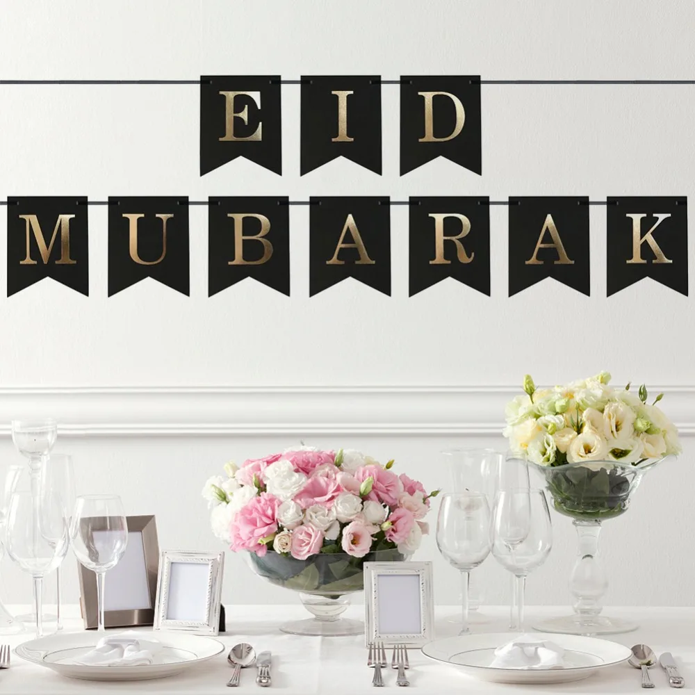 

EID MUBARAK Banner EID Festival Bunting Garland Islamic Muslim Mubarak Decoration Banner Ramadan Supplies