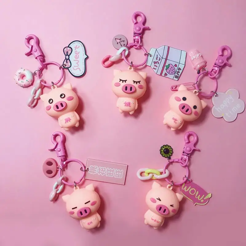 

1 Pc new 2019 Mascot Animal ping Pig Keychain Cartoon Doll Bag Pendant for Kids Gift Figure Toys pig year gift