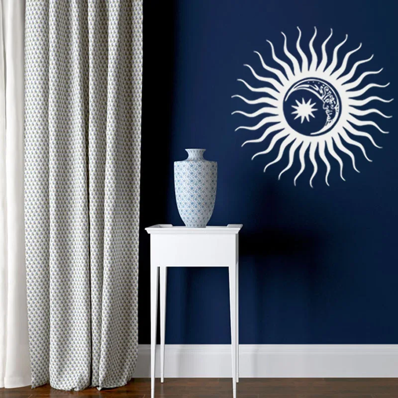 European style creative bar Moon star sun sticker New design black wall home decoration | Дом и сад