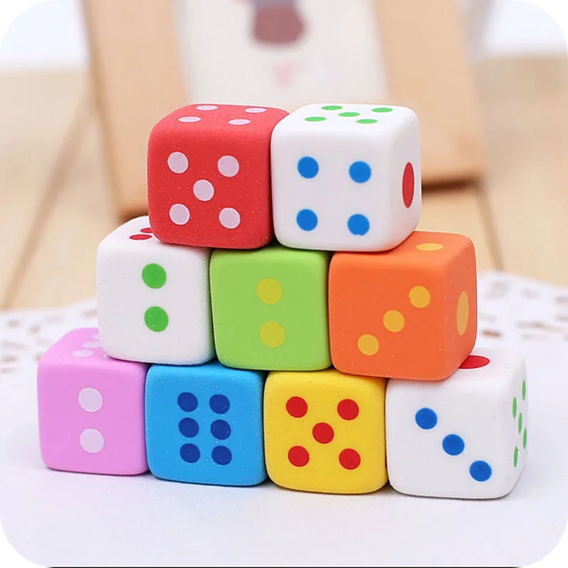 

3 Pieces / Sets Of New Dice Shape Eraser Children 3d Candy Color Eraser Stationery School Office Supplies
