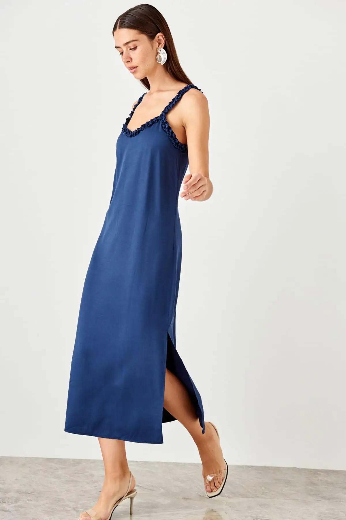 Trendyol Индиго Холтер платье TWOSS19EL0064|Платья| |