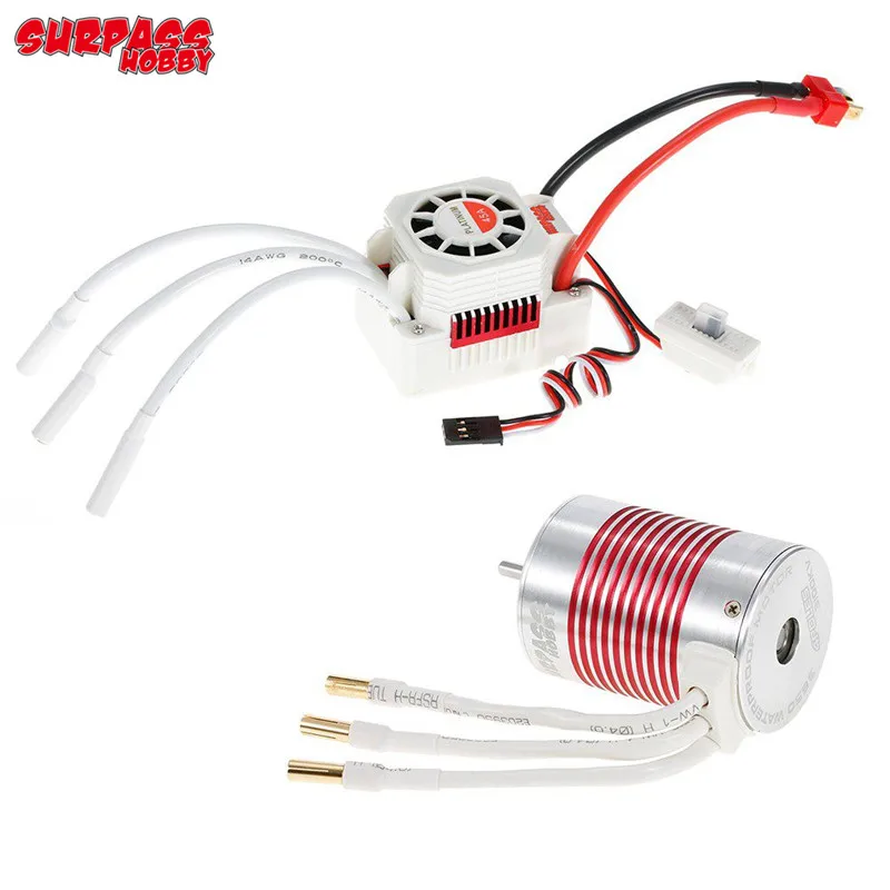 

SURPASS HOBBY Waterproof 3650 3100KV Brushless Motor with 45A ESC for 1/10 RC Car Truck Aluminum PC Motor Toy Metal Part