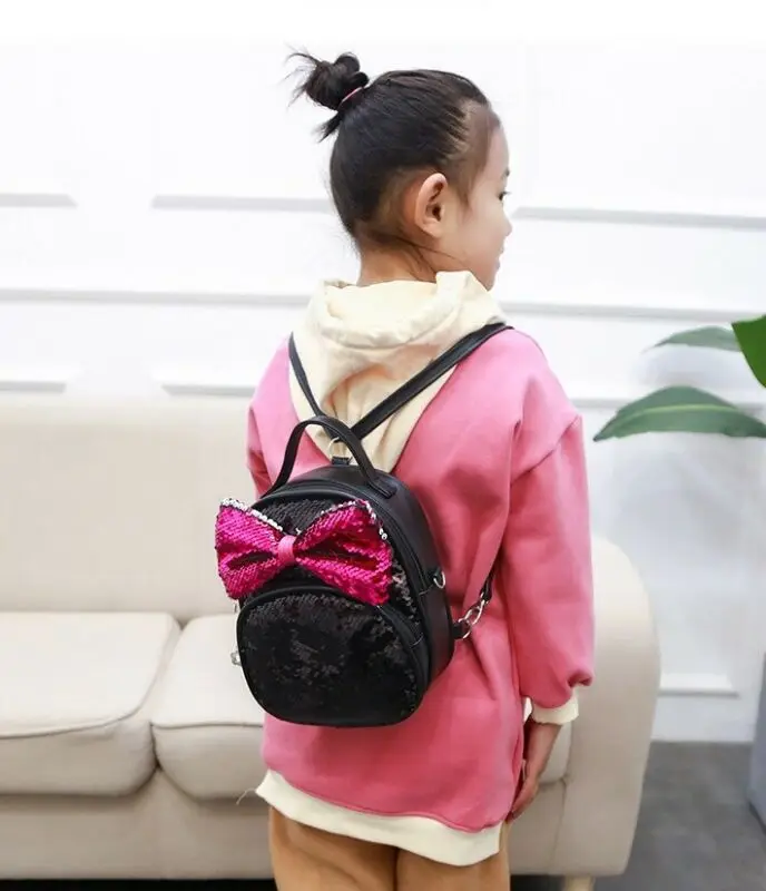 Chlidren Детская сумка на плечо милый Модный повседневный рюкзак с блестками и бантом для девочек
