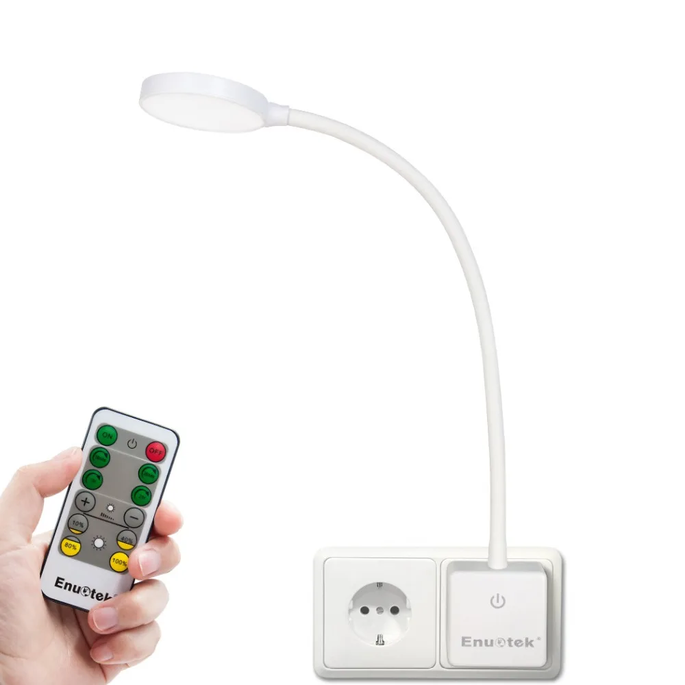 Remote Control Plug In Flexible LED Bedside Reading Night Lamp Dimmable LED Power Socket Light 4W