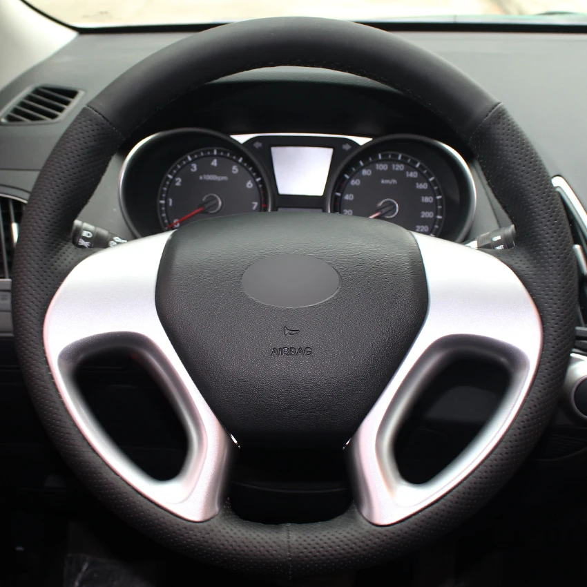 Black Synthetic Leather Car Steering Wheel Cover for Hyundai ix35 Tucson 2 2011 2015in Steering